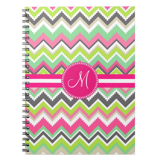 Cuaderno Monograma Azteca Andes Montañas Tribales Chevron (Frente)
