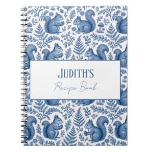 Cuaderno Monograma Azul Chinoiserie Ardilla Bosque Receta