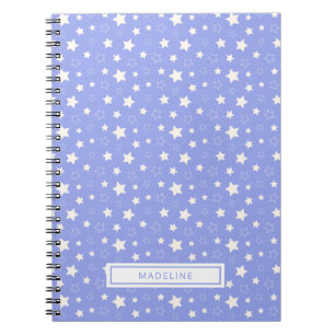 Cuaderno Monograma azul claro Estrellas Blancas Caprichosas