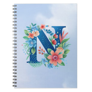 Cuaderno Monograma azul con flores