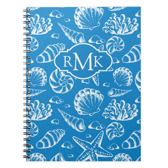 Cuaderno Monograma azul del modelo el | de la playa (Frente)