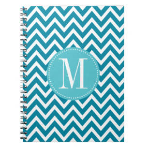 Cuaderno Monograma azul del personalizado de Chevron