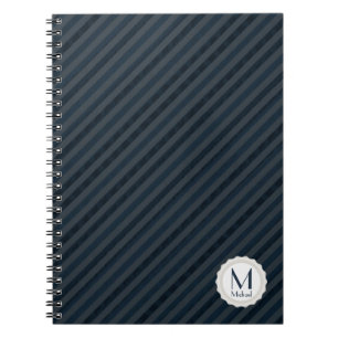 Cuaderno Monograma azul marino y gris personalizado