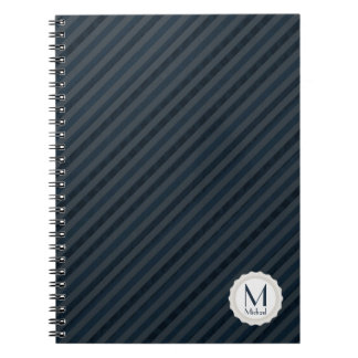 Cuaderno Monograma azul marino y gris personalizado