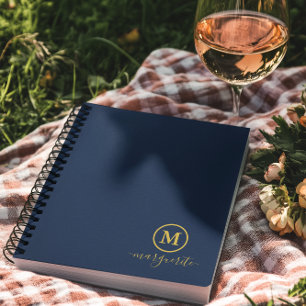 Cuaderno Monograma azul marino y oro