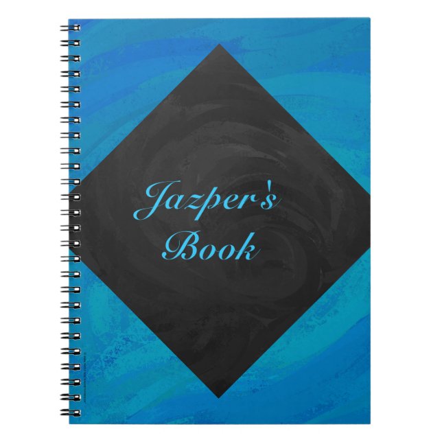 Cuaderno Monograma azul oceánico y negro (Frente)