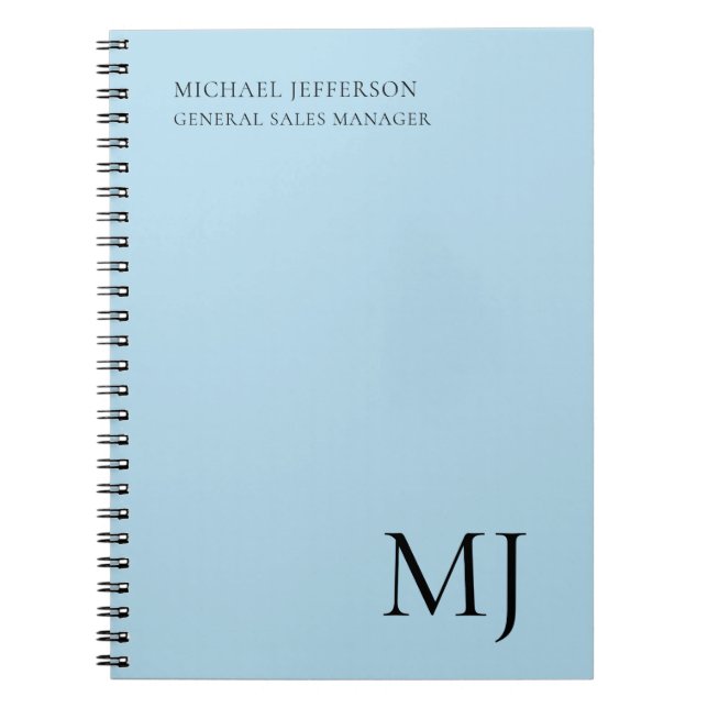 Cuaderno Monograma Azul Plano Negocio de Moda (Frente)
