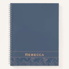 Cuaderno Monograma azul retro del patrón Herringbone de Che
