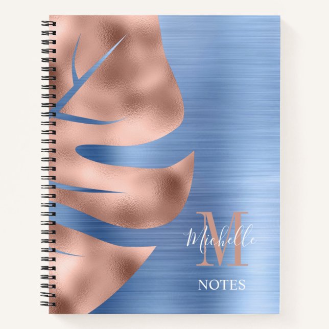 Cuaderno Monograma Azul Rosa Elegante (Anverso)