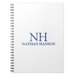 Cuaderno Monograma azul simple moderno