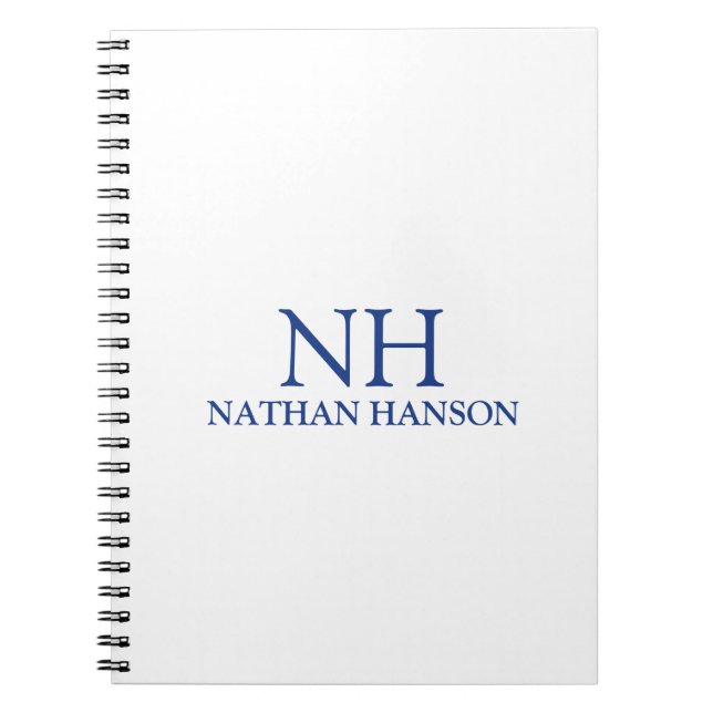 Cuaderno Monograma azul simple moderno (Frente)