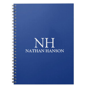 Cuaderno Monograma azul simple moderno