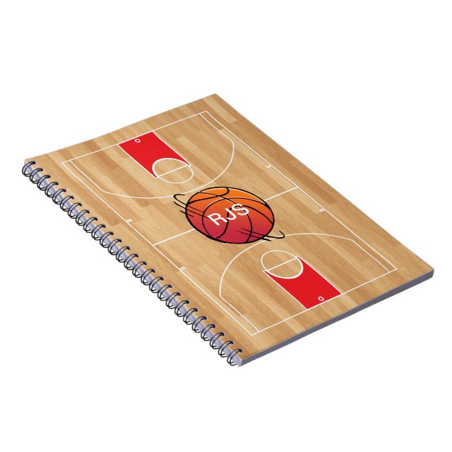 Cuaderno Monograma Baloncesto en cancha de baloncesto (Lado Derecho)