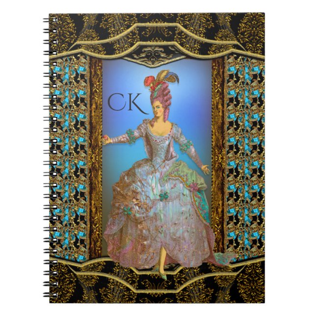 Cuaderno Monograma barroco elegante del placer francés (Frente)