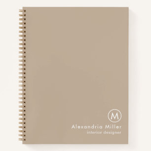 Cuaderno Monograma Beige mínimo moderno
