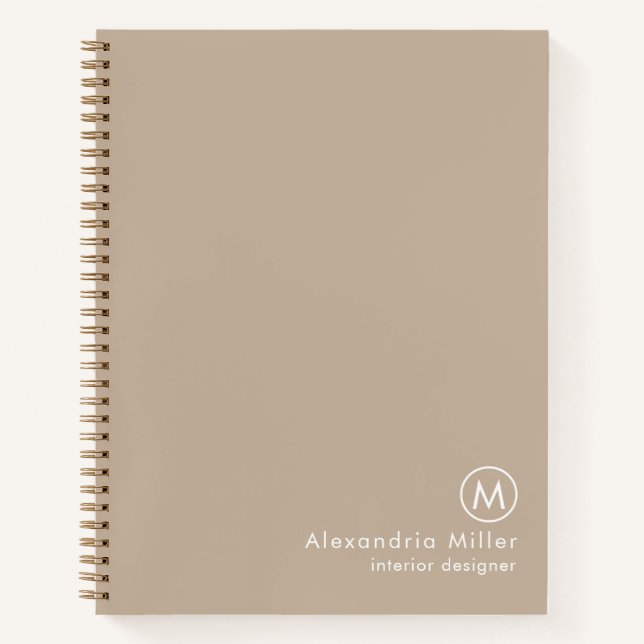 Cuaderno Monograma Beige mínimo moderno (Anverso)