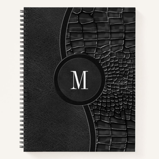 Cuaderno Monograma Black Faux Leather Alligator Skyline Lux (Anverso)