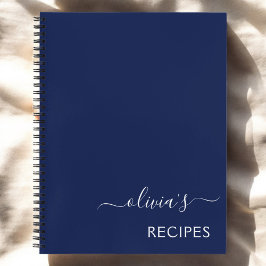 Cuaderno Monograma blanco azul de la Marina de la receta de