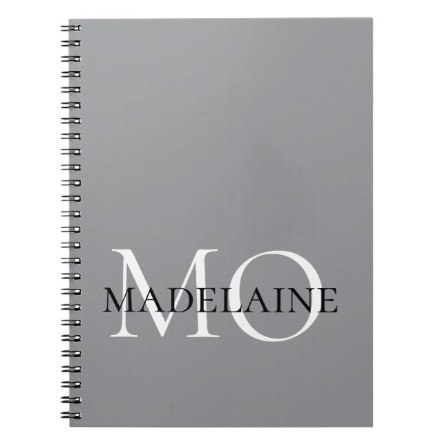 Cuaderno  Monograma Blanco Color Plata Personal  (Frente)