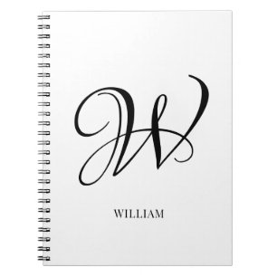 Cuaderno Monograma blanco elegante personalizado inicial 