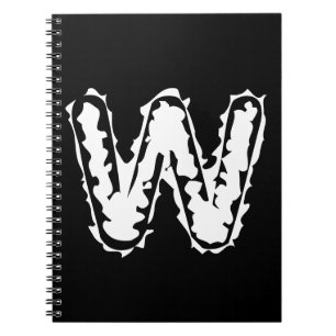 Cuaderno Monograma blanco espeluznante sobre negro