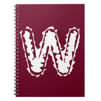 Cuaderno Monograma blanco espeluznante sobre rojo