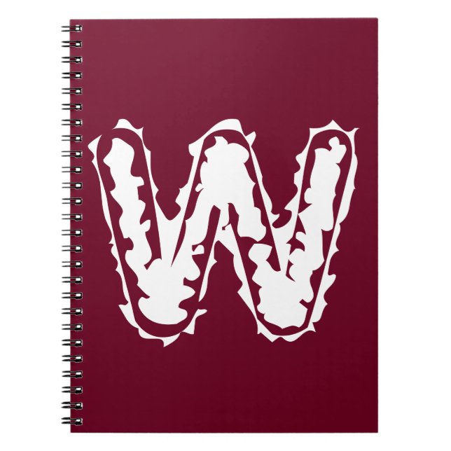 Cuaderno Monograma blanco espeluznante sobre rojo (Frente)