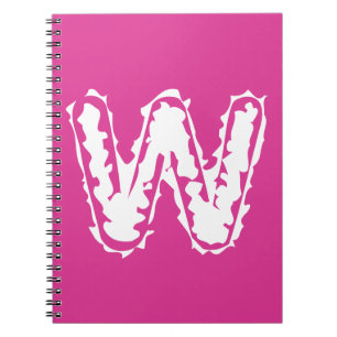Cuaderno Monograma blanco espeluznante sobre rosa