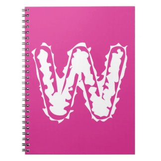 Cuaderno Monograma blanco espeluznante sobre rosa