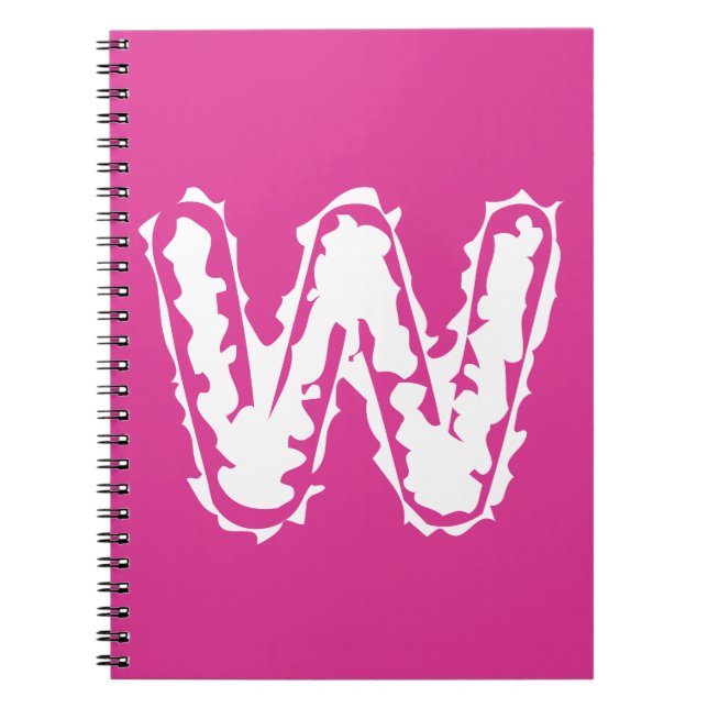 Cuaderno Monograma blanco espeluznante sobre rosa (Frente)