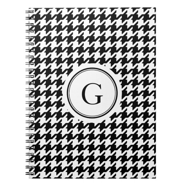 Cuaderno Monograma blanco negro con clase del modelo del (Frente)