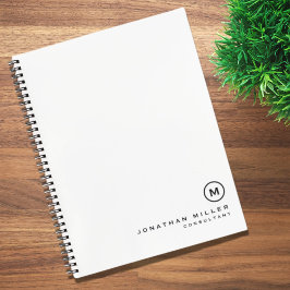 Cuaderno Monograma blanco negro Minimalista moderno