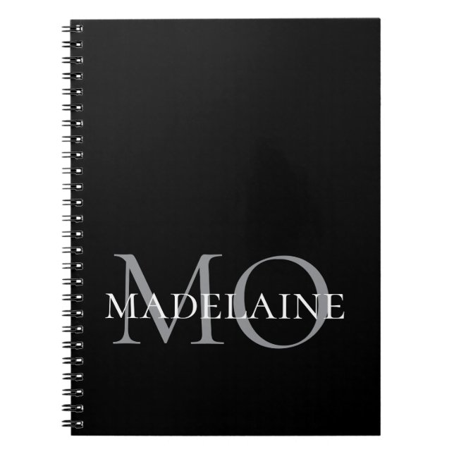 Cuaderno Monograma blanco negro personal (Frente)