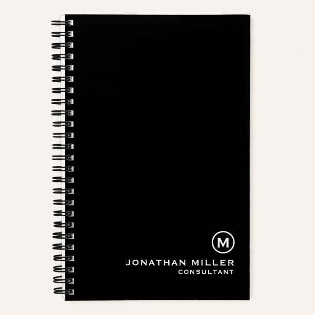 Cuaderno Monograma blanco negro profesional 5,5 x 8,5 (Anverso)