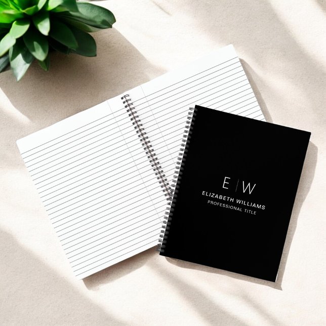 Cuaderno Monograma blanco negro profesional inicial (Subido por el creador)