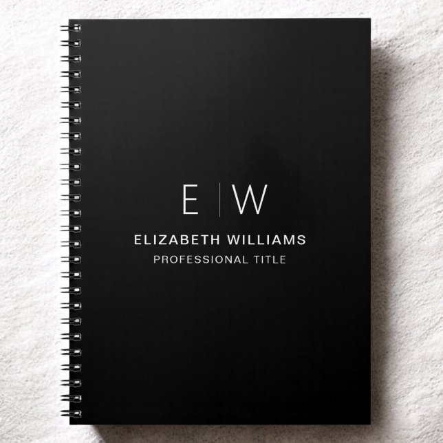 Cuaderno Monograma blanco negro profesional inicial (Subido por el creador)