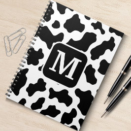 Cuaderno Monograma blanco y negro de impresión en animales 