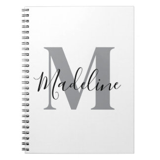 Cuaderno Monograma Blanco Y Negro Elegante