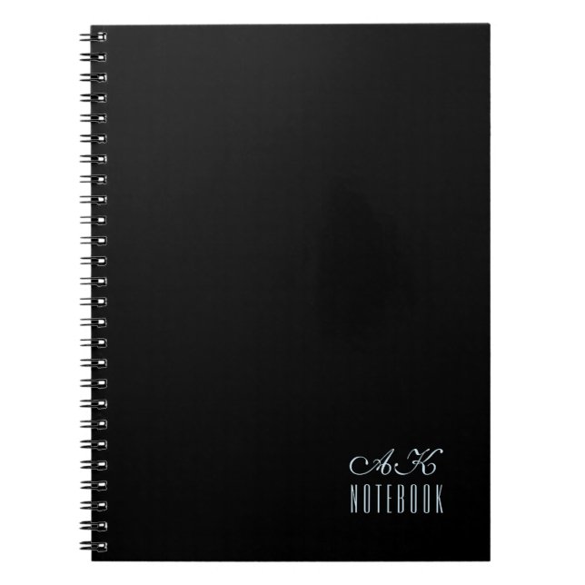 Cuaderno Monograma blanco y negro personalizado (Frente)