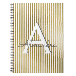 Cuaderno Monograma blanco y rayado de Relieve metalizado do