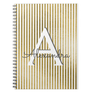 Cuaderno Monograma blanco y rayado de Relieve metalizado do