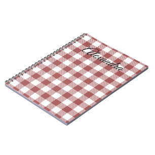 Cuaderno Monograma blanco y rojo escocés de Duncan