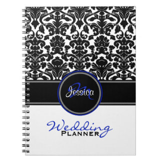 Cuaderno Monograma Blue Black Damask Planner