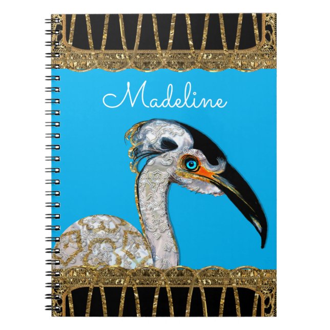Cuaderno Monograma bonito del pájaro de la isla (Frente)