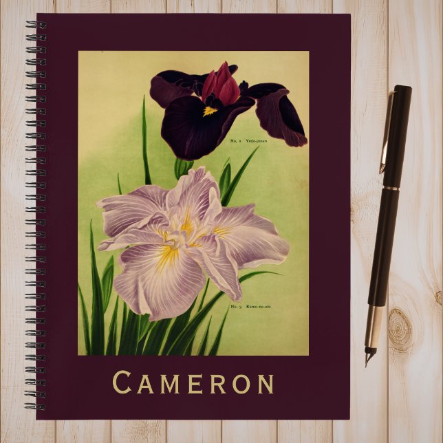 Cuaderno Monograma Botánico Antiguo del Iris de Agua Japoné (Subido por el creador)