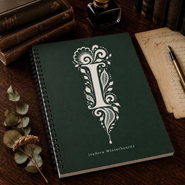 Cuaderno Monograma Botánico de Linograbado Letra I (Subido por el creador)