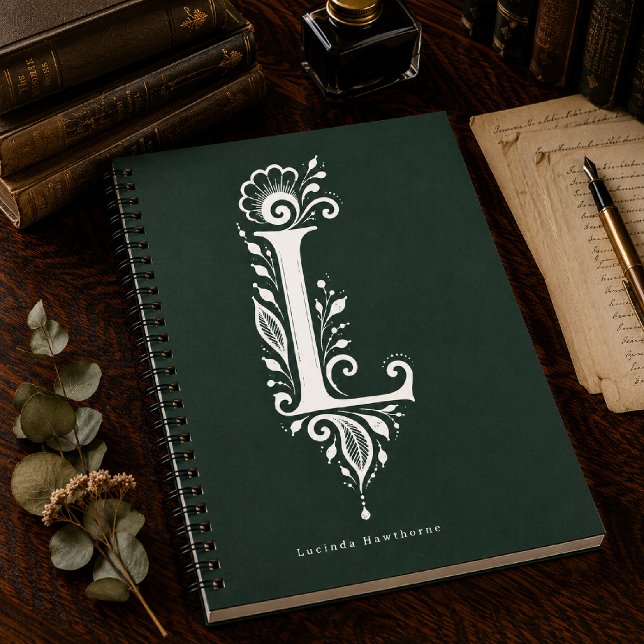 Cuaderno Monograma Botánico de Linograbado Letra L (Subido por el creador)