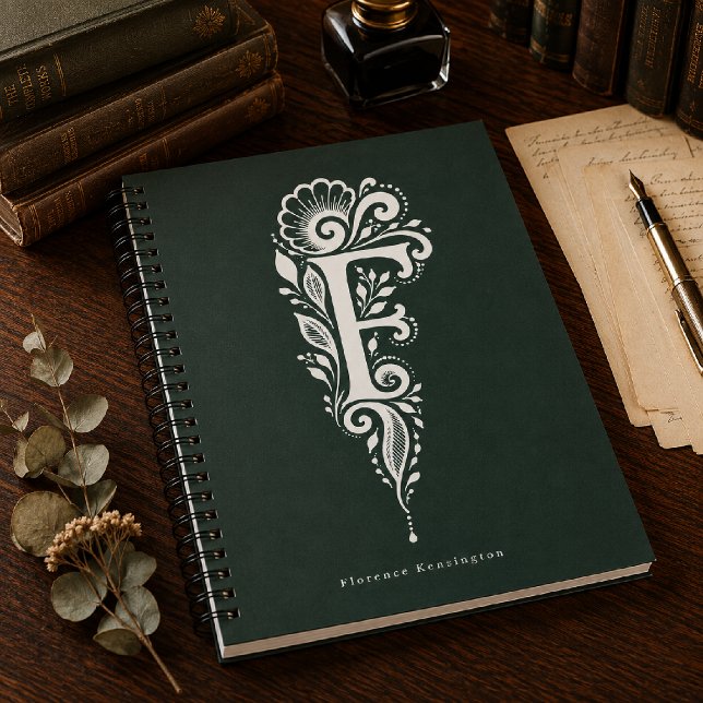Cuaderno monograma botánico de linóleo con la letr (Subido por el creador)