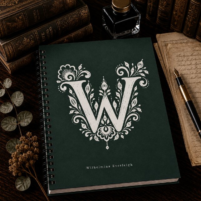 Cuaderno Monograma Botánico de Linóleo Letra W (Subido por el creador)