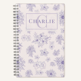 Cuaderno Monograma Botánico Personalizado Mascota Espiral P